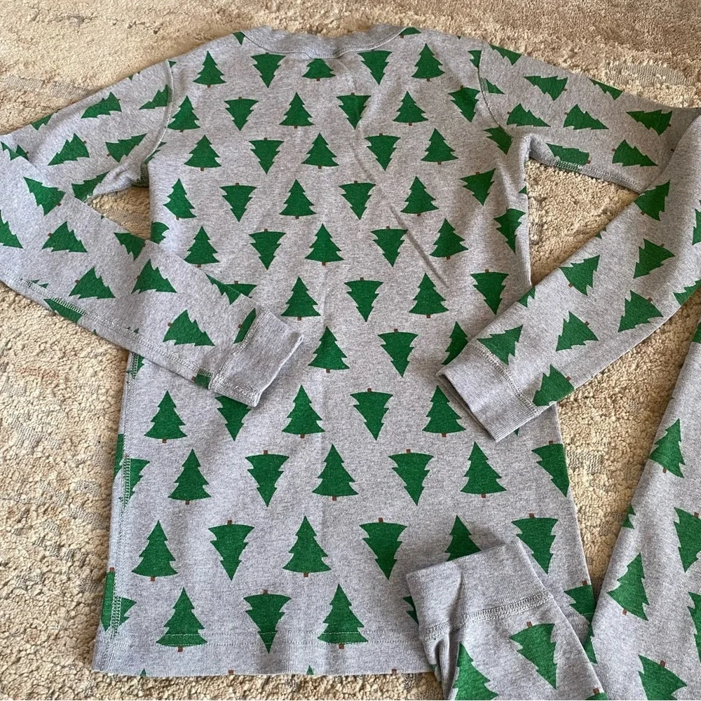 Hanna Andersson Long John Pajama Set Pine Trees Print Long Sleeve Organic Cotton